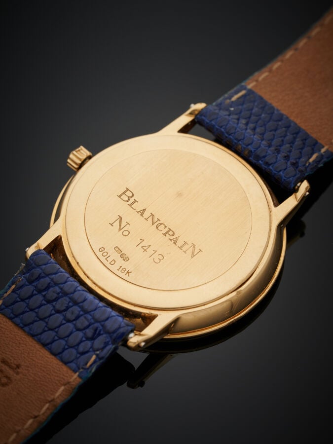 BLANCPAIN - BRACELET MONTRE ronde en or jaune (750‰). Lunette godronnée. Cadran…