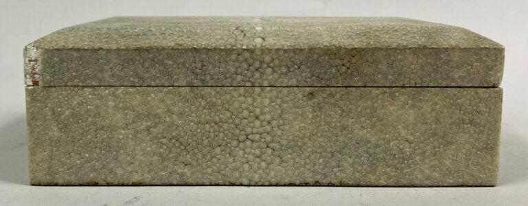 Boîte rectangulaire en bois et placage de galuchat dans les tons beige - 5 x 16…