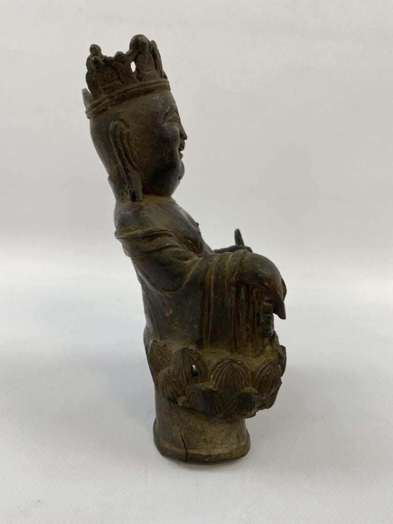 BOUDDHA EN BRONZE - Chine - Epoque MING (1368 - 1644) - Statuette de Budai sour…