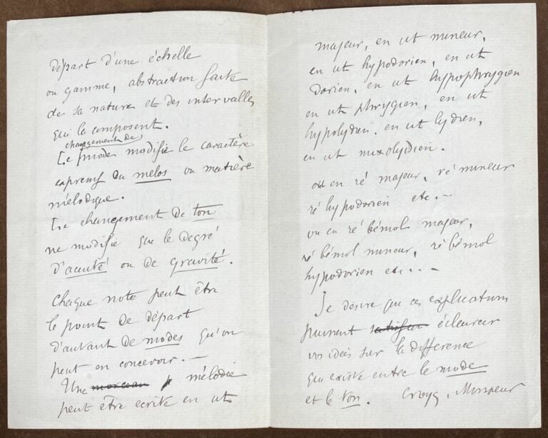 Bourgault-Ducoudray, Louis-Albert L.a.s. - Lettre sur la technique musicale.