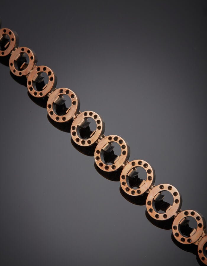 BRACELET (bijou à transformation) en argent (min. 800‰) et or rose (375‰) 9 car…