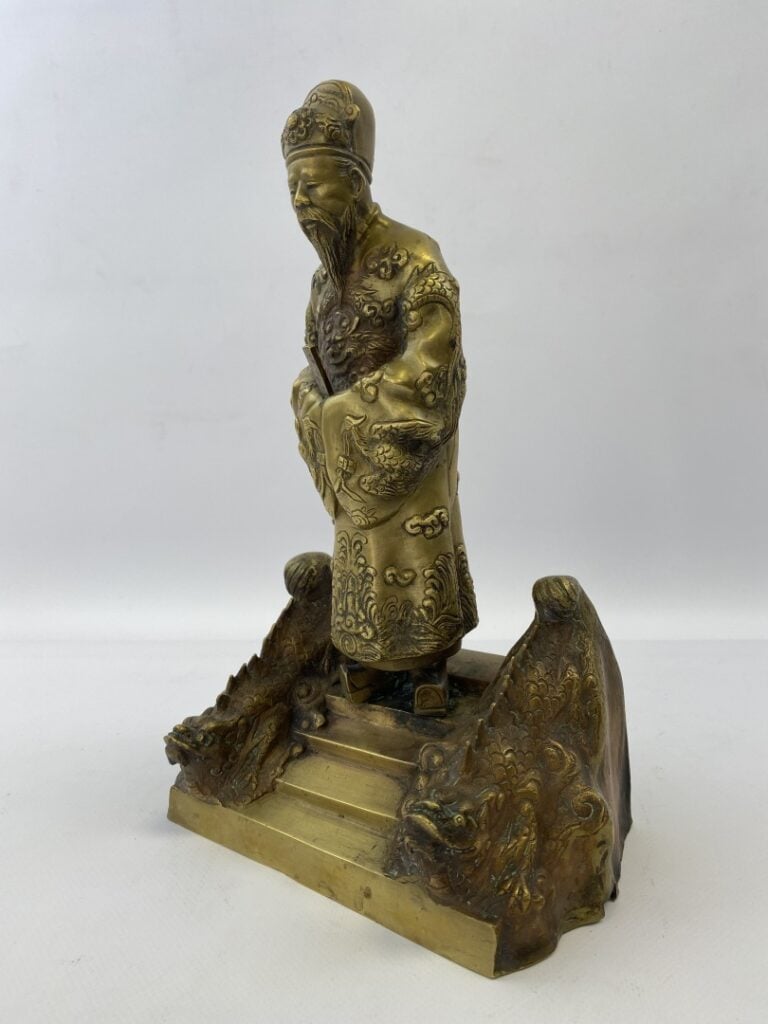 BRONZE DORE A L'EFFIGIE D'UN DIGNITAIRE - Vietnam, Probablement Ecole de Hanoï…