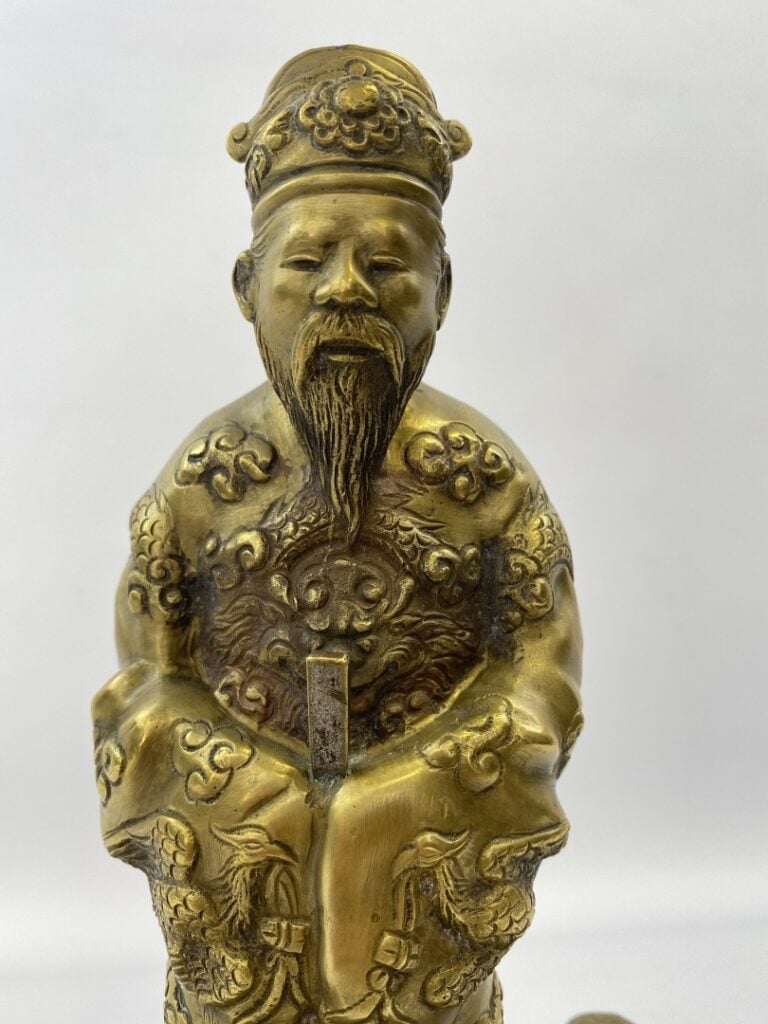 BRONZE DORE A L'EFFIGIE D'UN DIGNITAIRE - Vietnam, Probablement Ecole de Hanoï…