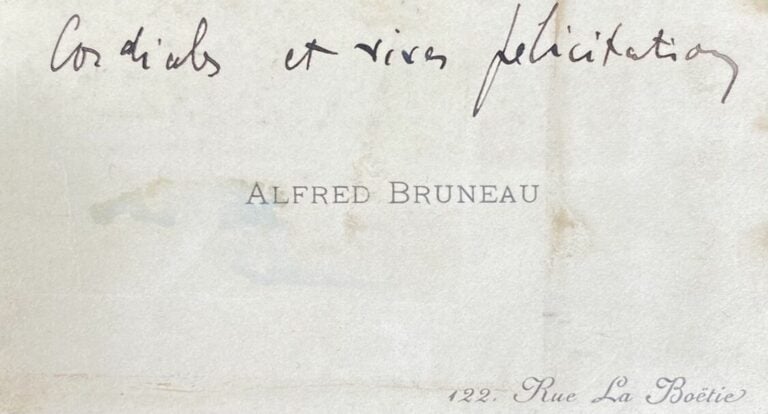 Bruneau, Alfred 3 L.a.s. - 3 lettres, dont l'une de 1903, l'autre de1933 et 1 c…