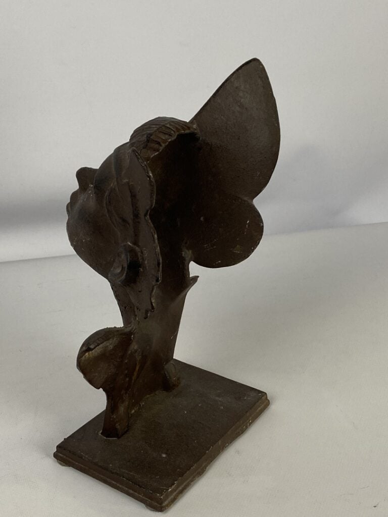 Buste de faune en fonte de fer - H : 29.5 cm - (petits accidents, oxydation)