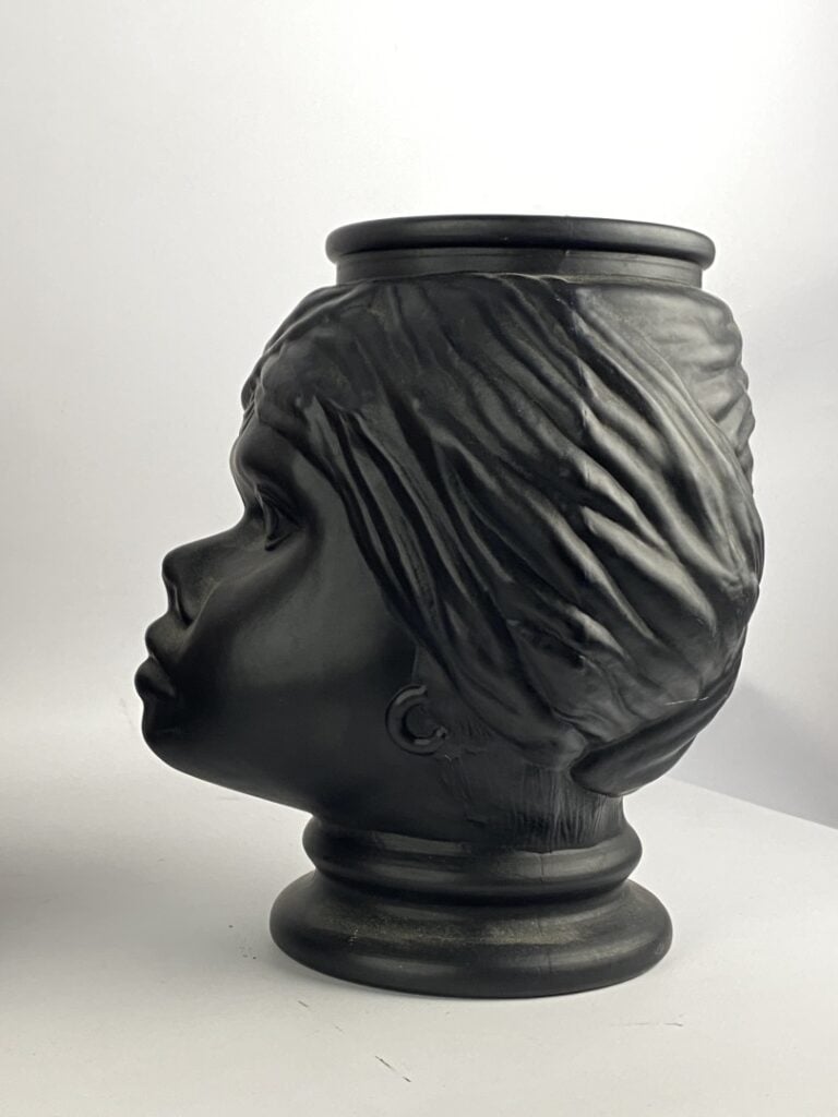 Buste de femme de style médiéval en plâtre patiné - Socle en bois peint - (fêle…