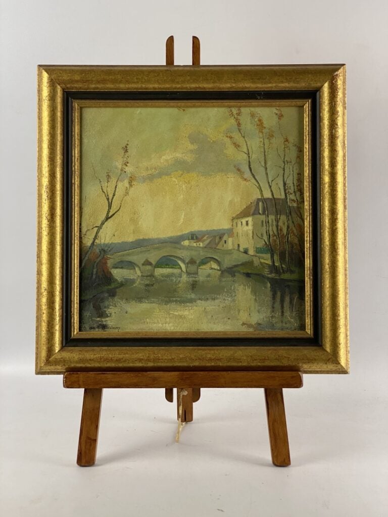 C. KOROCHANSKY (1903-1985) - Paysage au pont - Huile sur carton, signé en bas à…