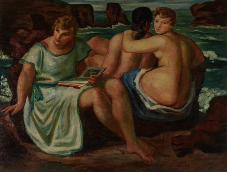 Camille LIAUSU (1894-1975) - Les baigneuses - Importante Huile sur toile signée…