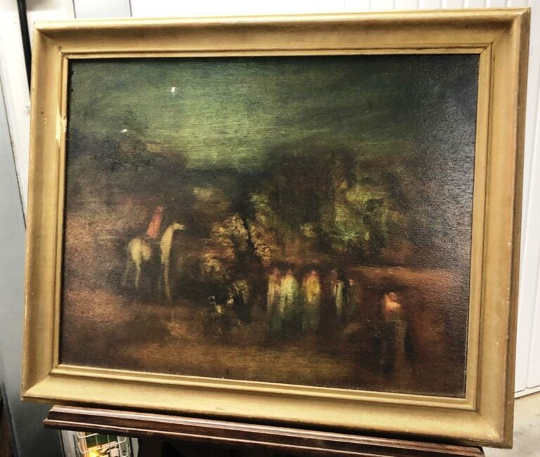CARL VIGENER (1940-2016) - Cavalier et figures dans un paysage - huile sur pann…