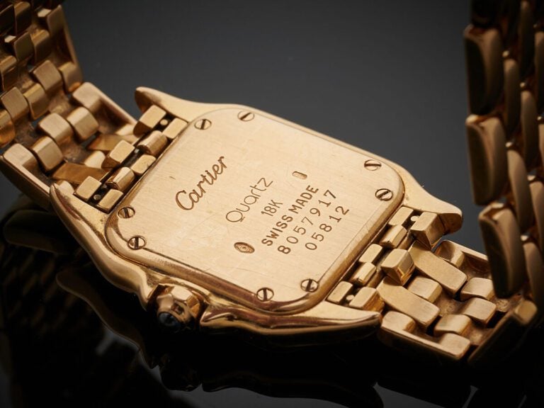 CARTIER - BRACELET MONTRE modèle « Panthère » en or jaune (750‰). Cadran crème,…