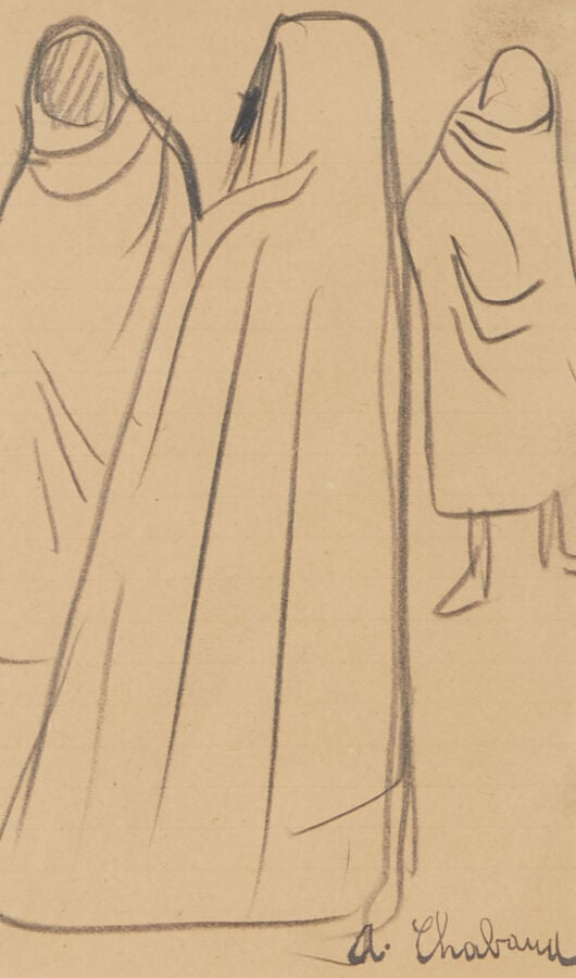 CHABAUD Auguste (1882-1955) - "Les spahis 1905" - Dessin au crayon noir, porte…