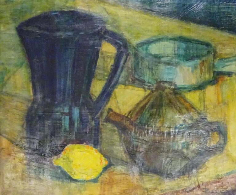 Charles BÉZIE (1934) - Nature morte à la cruche et au citron - Huile sur toile…