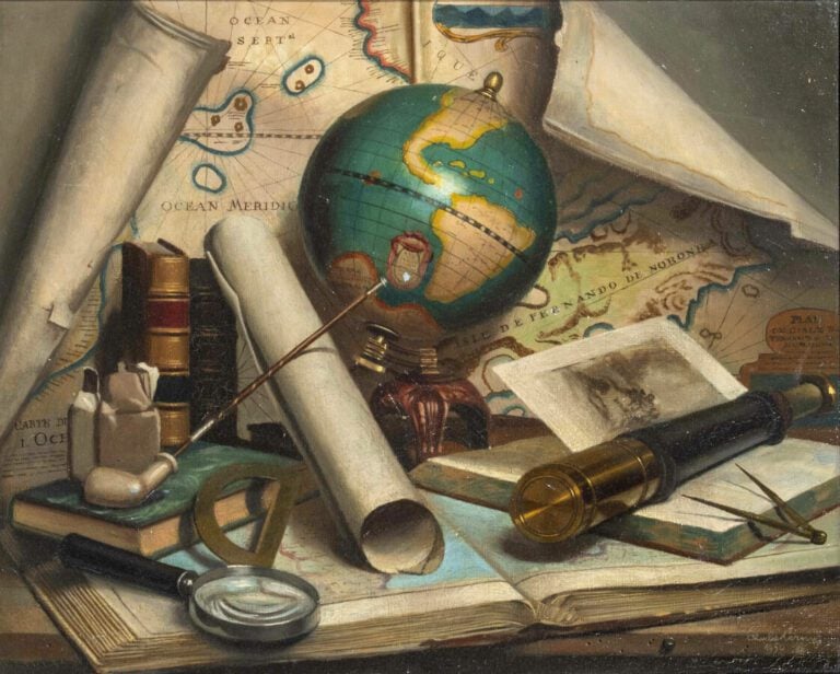 Charles CERNY (1892-1965) - Nature-morte aux instruments de marine - Huile sur…