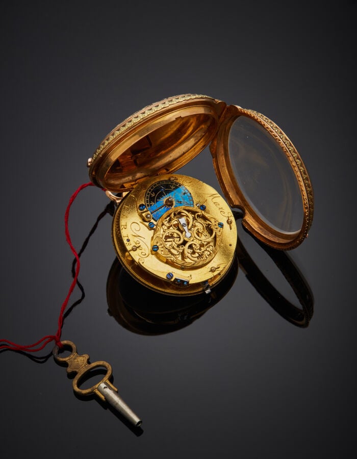 Charles MARE - MONTRE de POCHE trois ors (750‰) entièrement ciselé, amati et gu…
