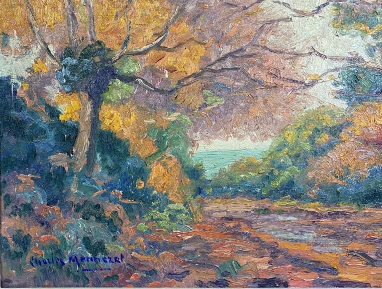 Charles MENNERET (1876-1946) - Automne, chemin creux - Huile sur panneau, signé…