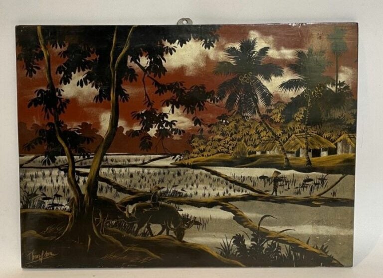 CHINE et VIETNAM, XXe siècle - Ensemble de deux peintures sur soie représentant…