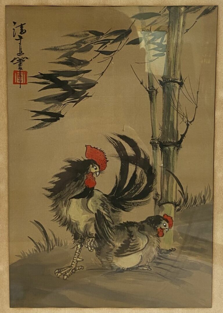 CHINE et VIETNAM, XXe siècle - Ensemble de deux peintures sur soie représentant…