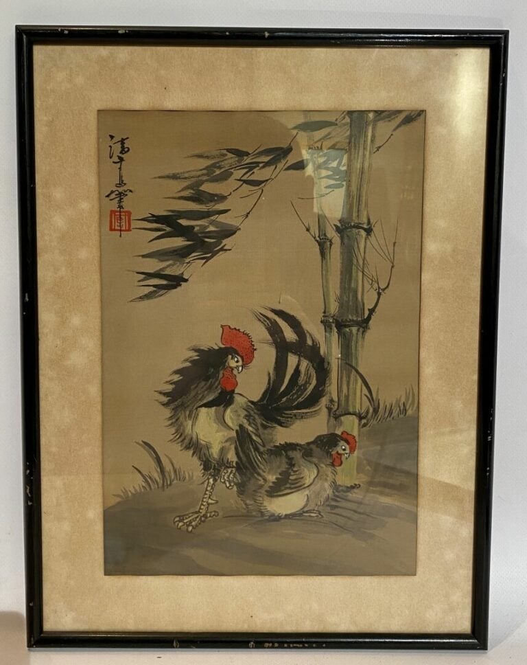 CHINE et VIETNAM, XXe siècle - Ensemble de deux peintures sur soie représentant…