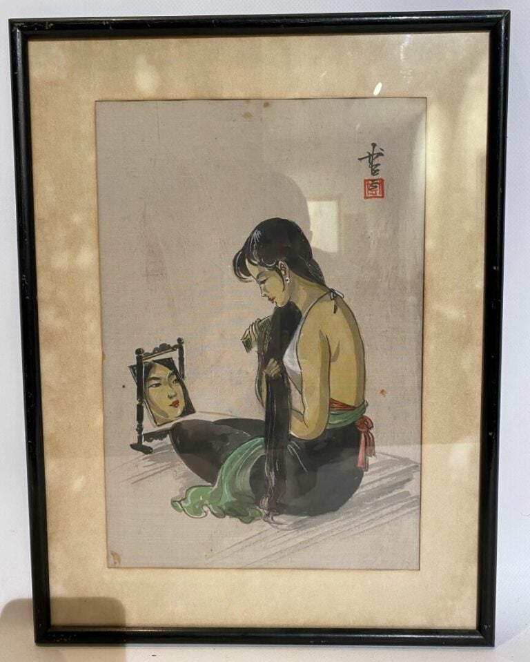 CHINE et VIETNAM, XXe siècle - Ensemble de deux peintures sur soie représentant…