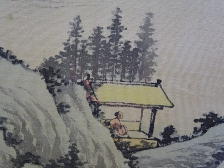 CHINE - Paysage - Peinture sur tissu - Cachet en haut à droite - 30,5 x 85 cm