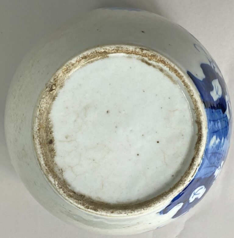 CHINE - Pot à gingembre en porcelaine craquelée bleu blanc à décor de branchage…