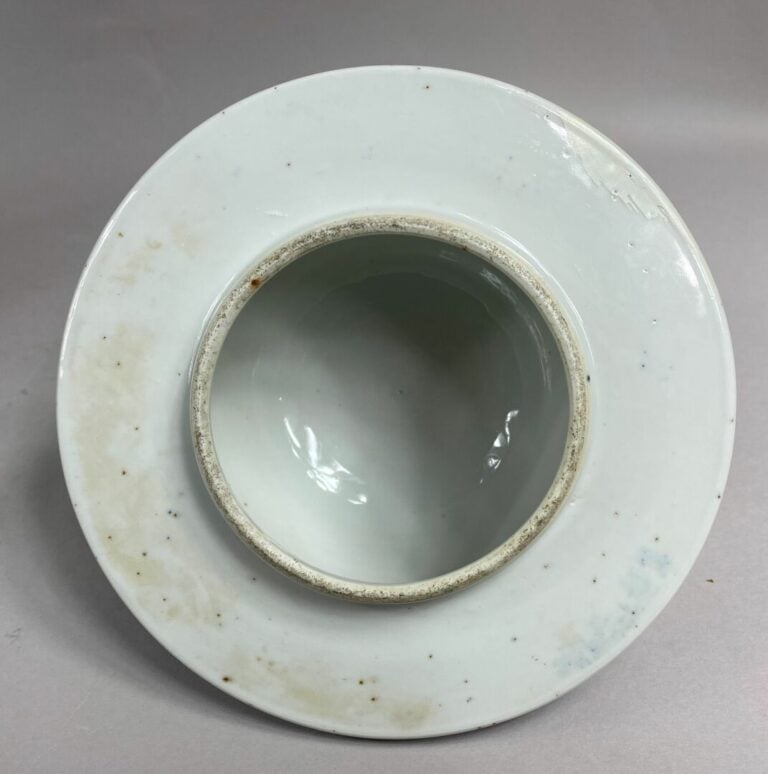 CHINE - Vase balustre couvert en porcelaine émaillée bleu poudré. A décor dans…