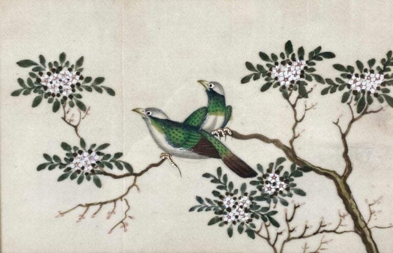 CHINE, XXe siècle - Ensemble de deux peintures sur soie à décor d'oiseaux branc…