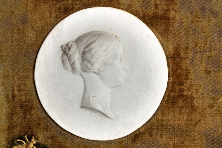 Cinq médaillons en plâtre représentant des portraits de membres de la famille B…