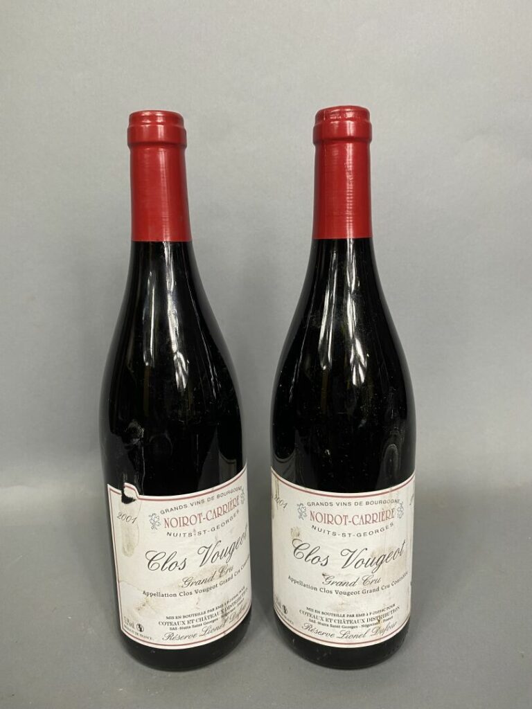 Clos de Vougeot, Noirot-Carrière - Lot de deux bouteilles, 2001 - (en l'état)