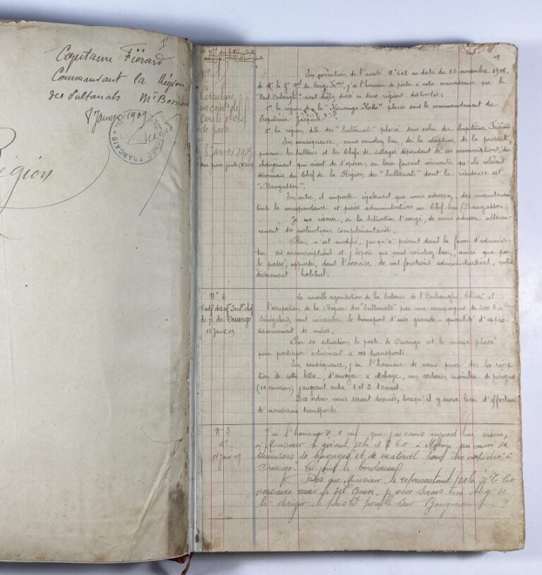 Congo. Correspondance et directives de Mbomou 1909-1910 - Réserves indigènes -…