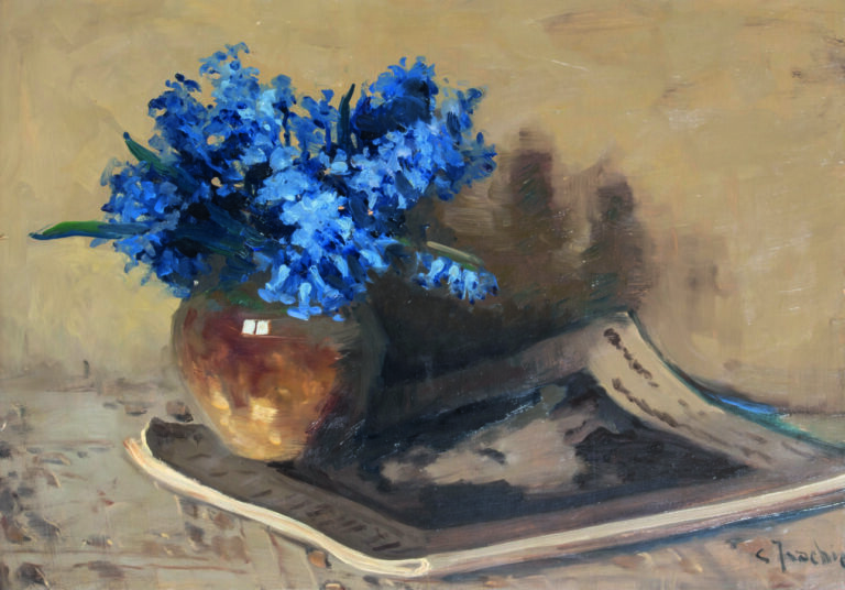 Constantin ISACHIE-POPESCU (1888-1967) - Les fleurs bleues - Huile sur panneau,…