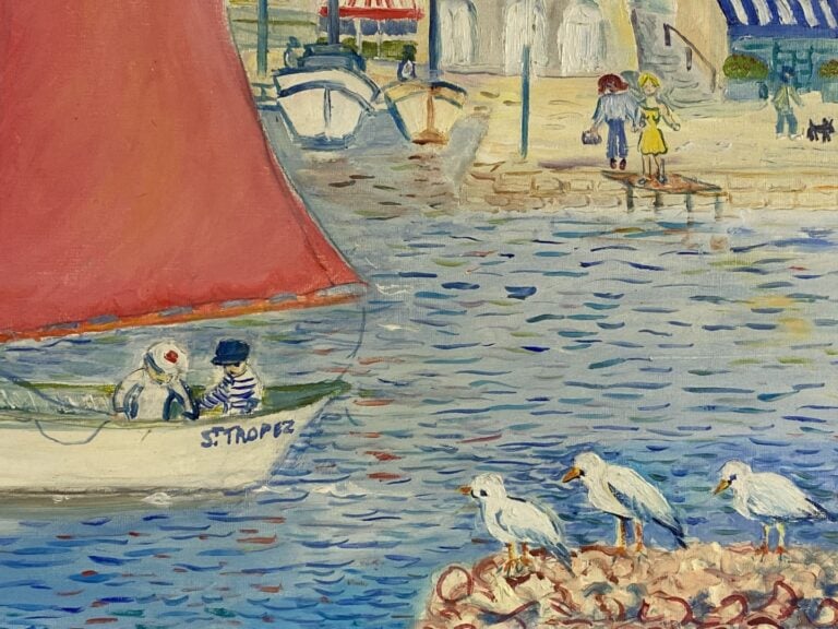 CONTI (XXe siècle) - La voile rouge - Huile sur toile - Signée en bas à gauche,…