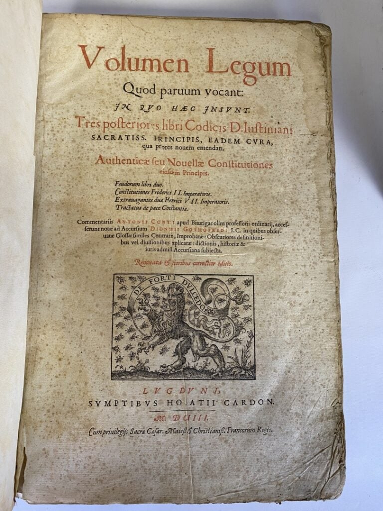 CONTII Antonii & GOTHOFREDI Dionysii (Denis GODEFROY), ACCURSII - Volumen Legum…