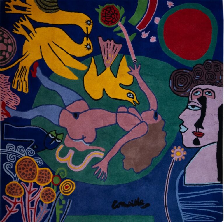 CORNEILLE (1922-2010). - Femme à la fleur, 2000 - Tapisserie en laine. - 205 x…