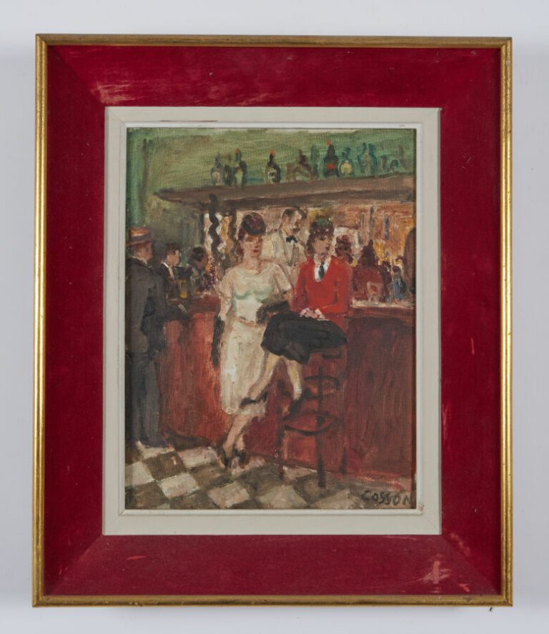 COSSON Marcel (1878-1956) - Scène de bar - Huile sur toile, signée en bas à dro…
