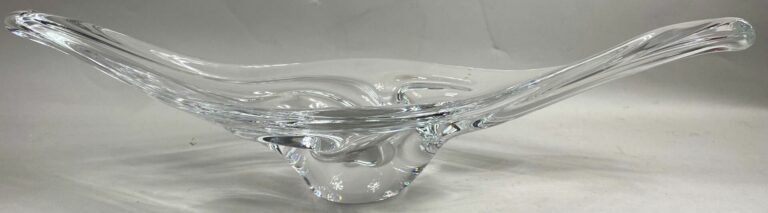 Coupe à fruits en cristal moulé à bords étirés - L : 64 cm - (rayures)