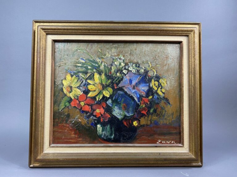 Czeslaw ZAWADZINSKI (1878-1936), Attribué à - Bouquet de fleurs - Huile sur car…