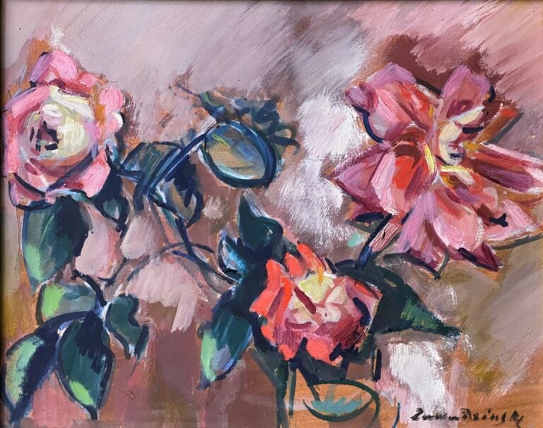 Czeslaw ZAWADZINSKI (1878-1936) - Bouquet de fleurs - Huile sur carton, signé e…