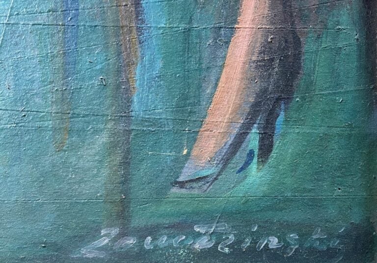 Czeslaw ZAWADZINSKI (1878-1936) - Jeune femme au bar - Huile sur carton, signé…
