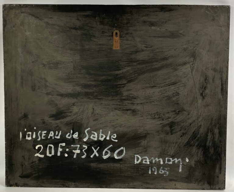 DAMON (XXe siècle) - L'oiseau de sable - Peinture sur panneau de bois, signé en…