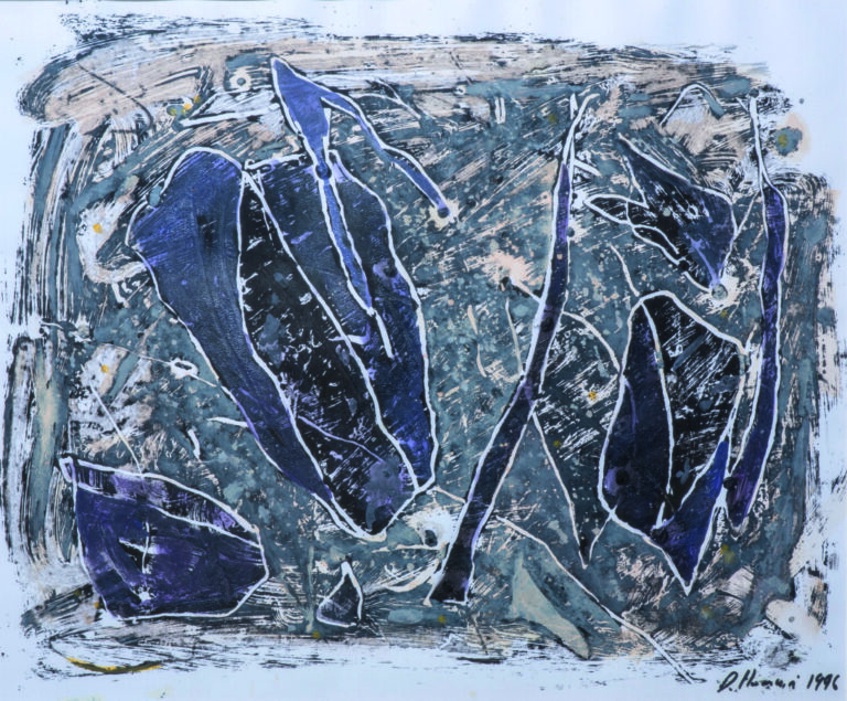 Daniel HUMAIR (1938-) - Composition, 1996 - Huile sur papier, signée et datée e…