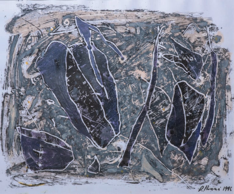Daniel HUMAIR (1938-) - Composition, 1996 - Huile sur papier, signée et datée e…