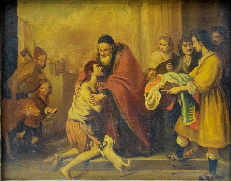 Dans le goût de Victor FASSIN (1826-1906) - Scène religieuse - Huile sur toile…