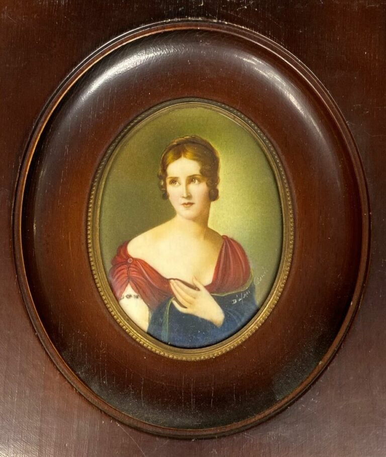 Dans le goût du XIXe siècle - Trois miniatures, portrait d'un homme et deux por…