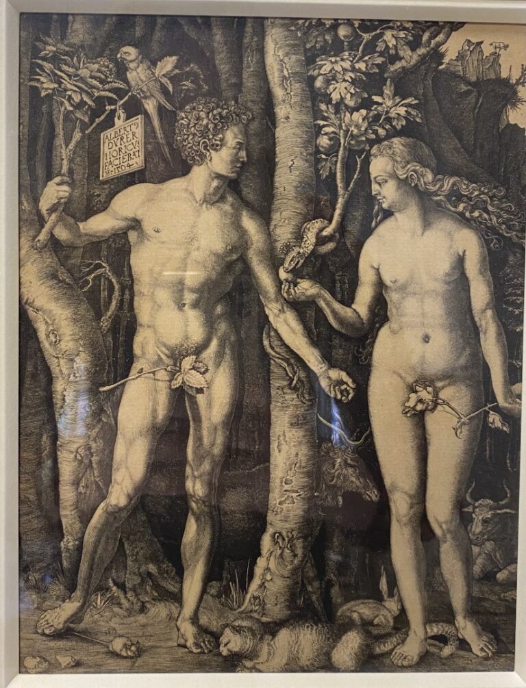 D'après Albrecht DÜRER. - Adam et Eve - Gravure en noir. - 24 x 19 cm.
