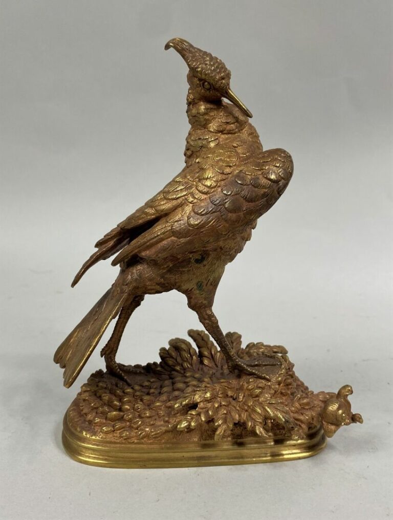 D'après Ferdinand PAUTROT (1832-1874) - La huppe - Epreuve en bronze à patine c…