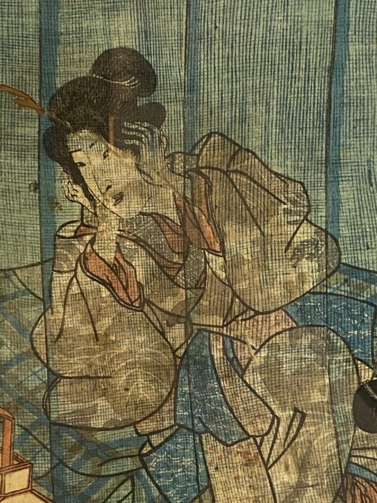 D'après KUNISADA. - Femmes dans un intérieur - Estampe en couleurs. - (tâches,…