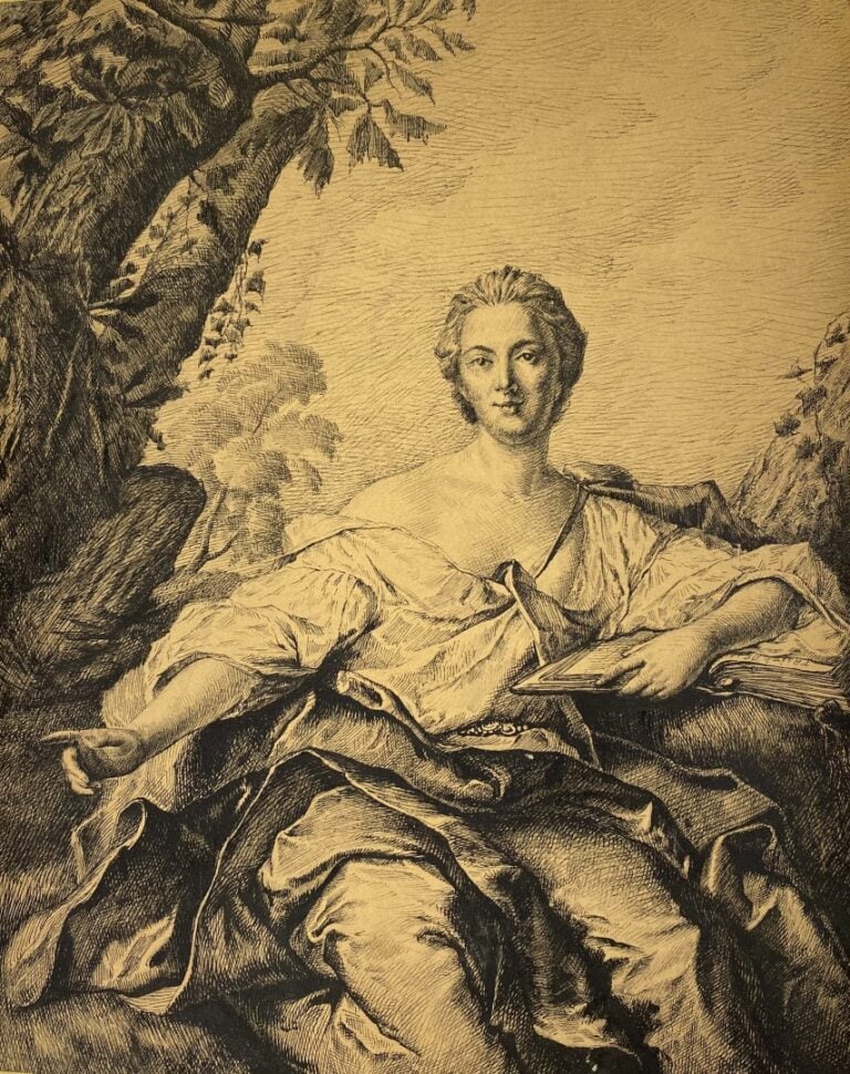 D'après NATTIER - Femme lisant. - Gravure rehaussée à la pointe sèche (?) - Por…