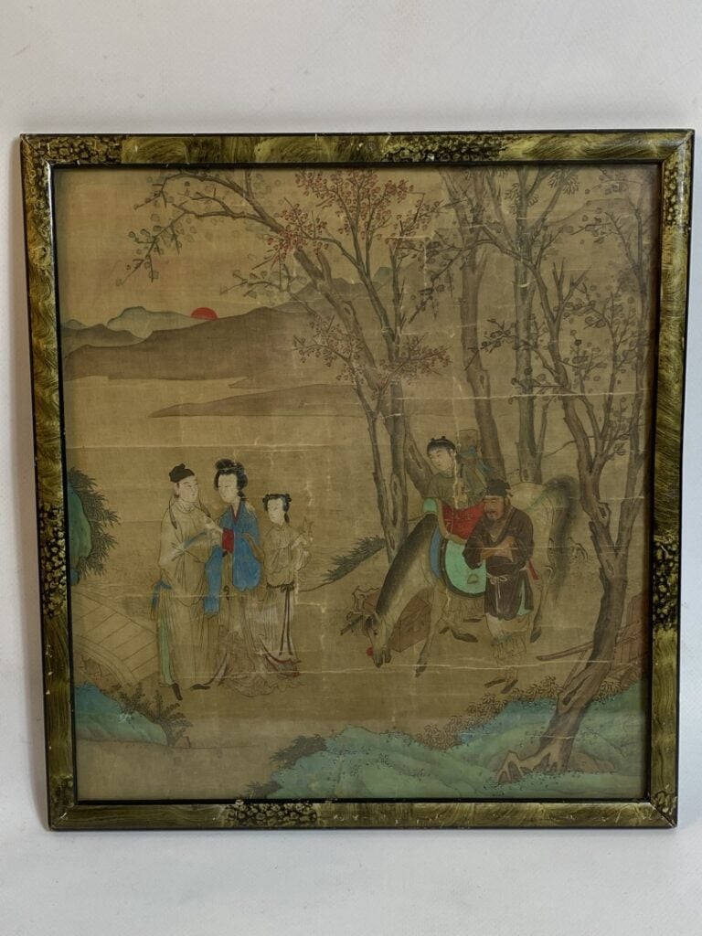D'après Qiu Ying (1494-1552) - Chine, XIXe siècle - Prise du thé - Peinture sur…