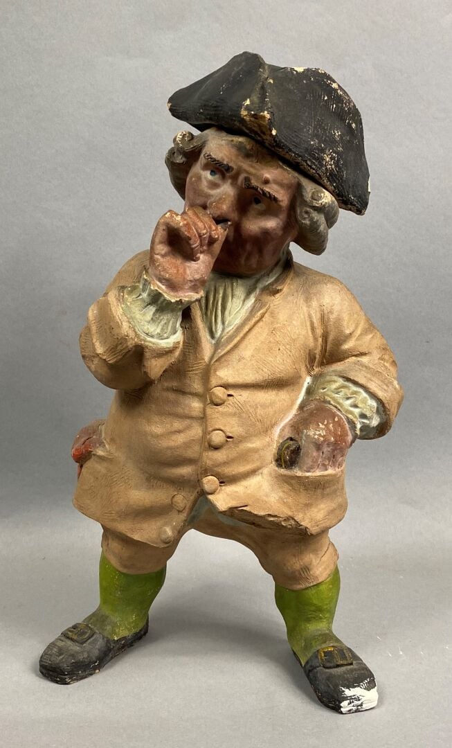 D'après Théodore COINCHON - Sujet en terre-cuite patinée polychrome figurant un…